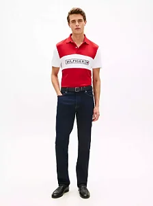 Polo Tommy Hilfiger Masculina-Vermelha/Branca XM07333