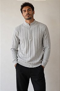 Suéter Masculino Texturizado-Cinza 5727