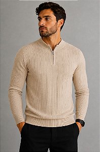 Suéter Masculino Texturizado-Bege 5725