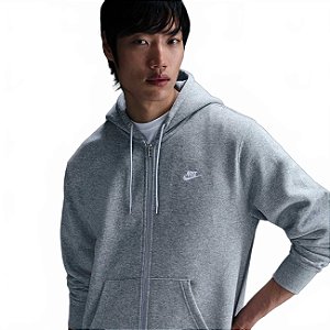 Moletom Masculino Nike Club BB Full Hoodie-Cinza FN3861