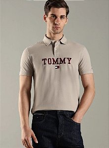 Polo Tommy Hilfiger Masculina Regular Fit Monotype - Bege  XM06312250