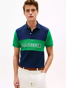 Polo Masculina Tommy Hilfiger -Azul/verde  XM07333400