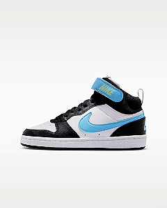 Tênis  Unissex  Nike Court Borough Mid 2-Branco/Preto/Azul CD7782136