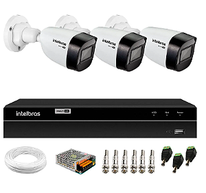 KIT COMPLETO CFTV INTELBRAS COM 03 CAMERAS