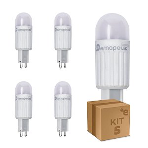 Kit 5 Lâmpada LED Halopin G9 2,5W Branco Quente