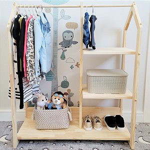 Cabideiro Combinado com Estante Montessori