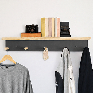 Cabideiro de Parede Em Madeira Horizontal 60cm Prime
