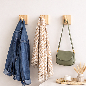 Kit 3 Cabideiros Gancho Inclinados