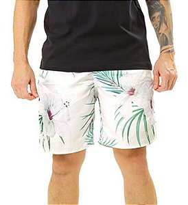 Short Masculino Branco Água Estampado Floral