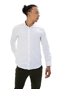 Camisa Masculina Ixória M.Longa Slim Fit Oxford Gold Branca