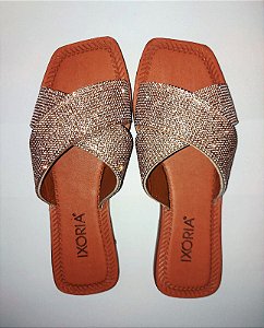 Chinelo Rasteiro Ixória Slide Feminino Rasteira Manta de Strass 843