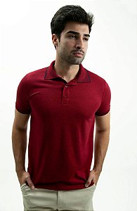 Camiseta Masculina Gola Polo Ixória Piquet Vermelha Luxo