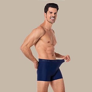 Kit com 2 cuecas boxer de microfibra azul marinho e verde com elástico e fio de poliamida luxo