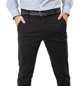 Calça Masculina Preta Alfaiataria Sarja Com Elastano