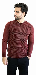 Suéter Tricot Masculino Vermelho Trabalhado Estonado