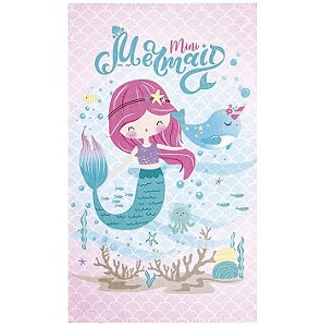Toalha de Banho Felpuda Infantil Dohler estampada Sereia Mini Mermaid