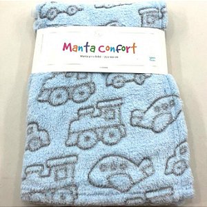 Manta para Bebê Confort super macia 75cm x 100cm - Antialérgica Carros Azul