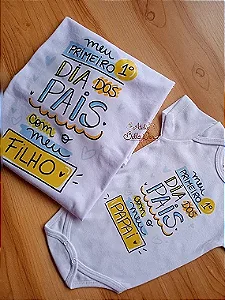 Kit camiseta dia dos pais - camiseta Adulto e body Bebê Menino