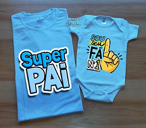 Kit camiseta dia dos pais - camiseta Adulto e body Bebê Menino