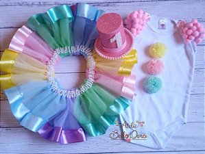 Conjunto tutu Luxo Palhacinha (Circo rosa)