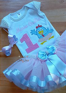 Conjunto tutu Galinha Pintadinha Candy