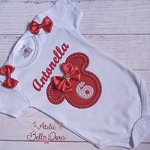 Body Mesversario Minnie Vermelho