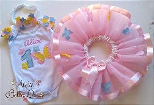 Conjunto tutu Luxo Jardim das borboletas