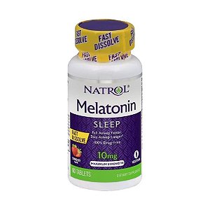 Melatonina 10mg Fast Dissolve (Rápida Dissolução) Sabor Morango - Natrol