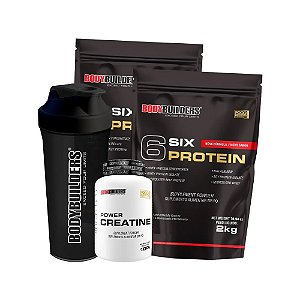 Kit 2x 6 Six Whey Protein 2kg cada + Creatina 100g + Shaker