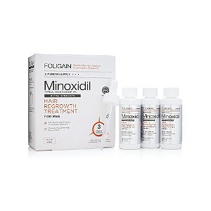 kit 3x Minoxidil Importado Ultra Puro USP 5% 60ml - FOLIGAIN