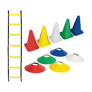 Kit Funcional Agilidade 5 Chapéus + 5 Cones e Escada para treino completo