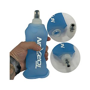 Garrafa Hiratação Silicone Soft Flash 350ml Dobrável Cor Azul-celeste