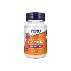 Vitamina D-3 1.000 UI 180 Tabletes Mastigáveis sabor Frutas - Now Foods