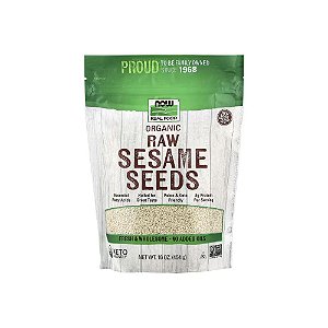 Raw Sesame Seeds Sementes de Gergelim Cruas 454g - Now Foods