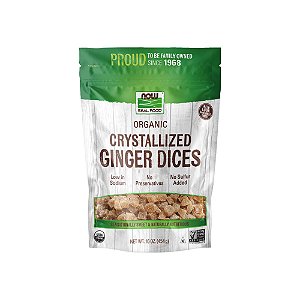 Organic Crystallized Ginger Dices Gengibre Picado Cristalizado Orgânico 454g - Now Foods