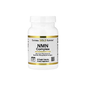 Complexo NMN com trans-Resveratrol, Fitossomo de Quercetina, Apigenina e Luteolina 60 Cápsulas Vegetais- California Gold Nutrition