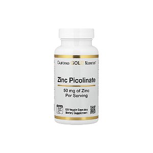 Picolinato de Zinco 50mg 120 Cápsulas Vegetais - California Gold Nutrition