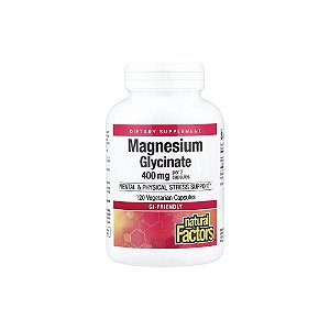 Glicinato de Magnésio 400 mg 120 Cápsulas Vegetarianas - Natural Factors
