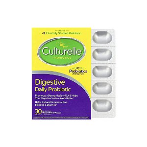 Probióticos Digestivos Diários 10 Bilhões de UFCs 30 Cápsulas Vegetarianas Uma Vez ao Dia - Culturelle