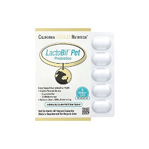 Probióticos LactoBif® para Animais de Estimação 5 Bilhões de UFCs 60 Cápsulas Vegetais - California Gold Nutrition