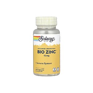 Bio Zinc 15mg 100 Cápsulas Vegetais - Solaray