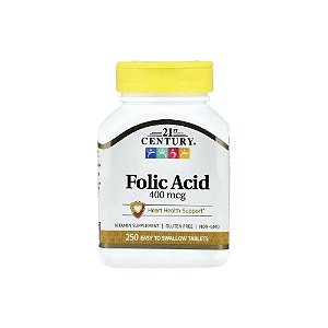 Ácido Fólico 400mcg 250 Comprimidos - 21st Century