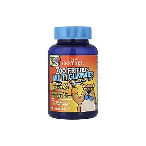 Multigomas Zoo Friends Plus Extra C Delicioso Sabor de Frutas 60 Gomas - 21st Century