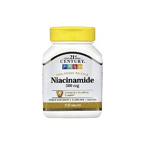 Niacinamida 500mg Liberação Prolongada 110 Tabletes - 21st Century