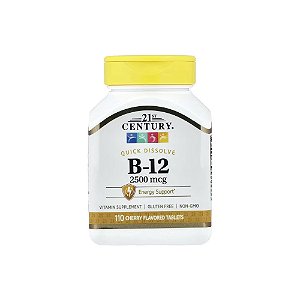Vitamina B-12 Cereja 2500mcg 110 Tabletes - 21st Century