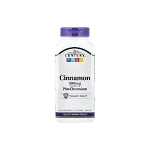 Canela 2000mg e Cromo 120 Cápsulas Vegetarianas - 21st Century