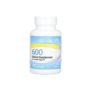 Suplemento de Cálcio 600mg 75 Tabletes - 21st Century
