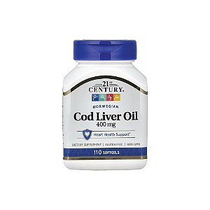 Óleo de Fígado de Bacalhau Norueguês 400mg 110 Cápsulas - 21st Century