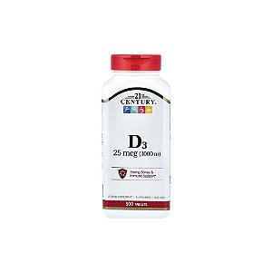 Vitamina D3 1.000 UI (25mcg) 500 Comprimidos - 21st Century