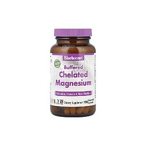 Magnésio Quelato Tamponado 200mg Buffered Chelated Magnesium 120 Cápsulas - Bluebonnet Nutrition